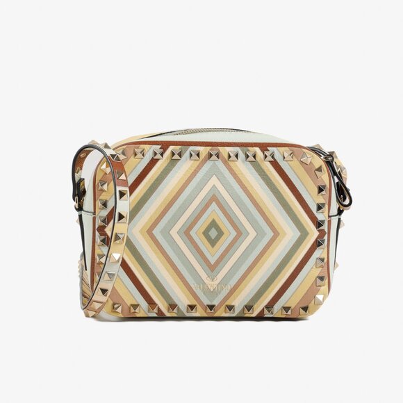 Valentino 1975 Multicolor Vitello Rockstud Native Couture Camera Printed Crossbo - Picture 1 of 12